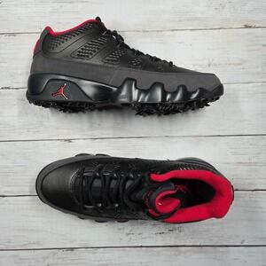 Sz 8 Men NIKE AIR JORDAN 9 IX Golf Charcoal Blk Red FJ5934 002 - New/NoBox